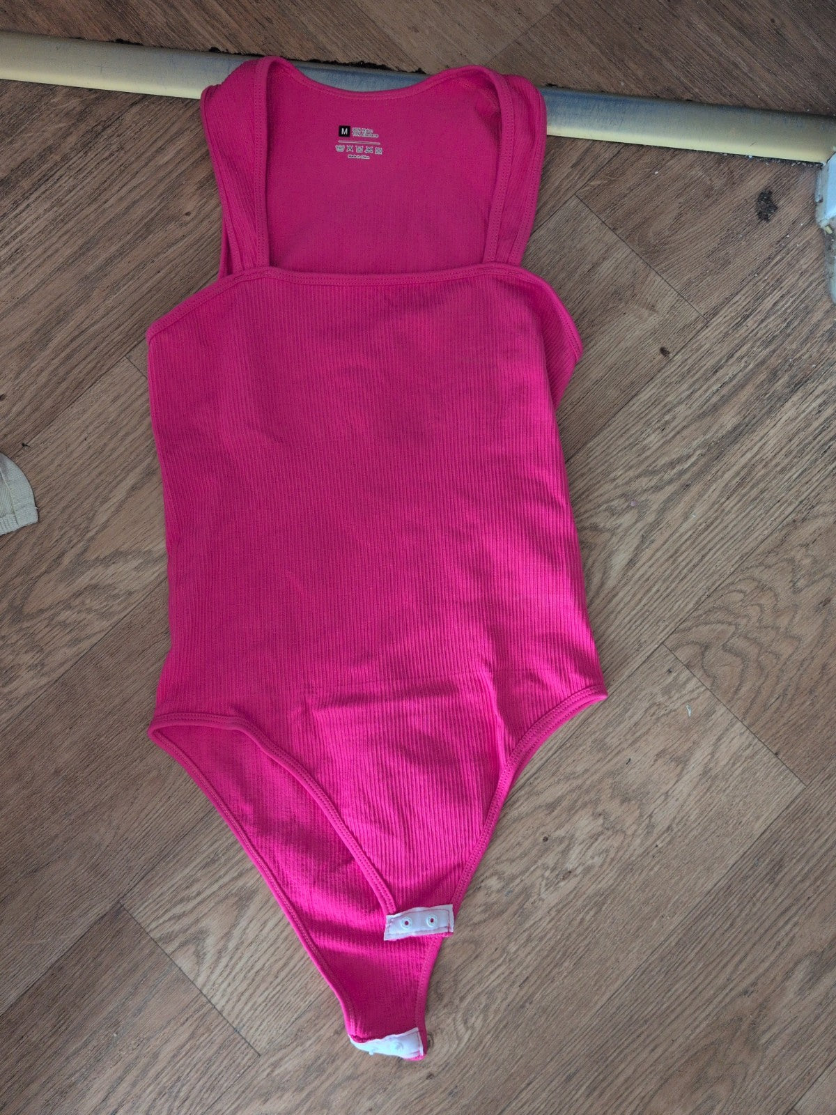 Medium Hot Pink Square Neck Sleeveless Bodysuit