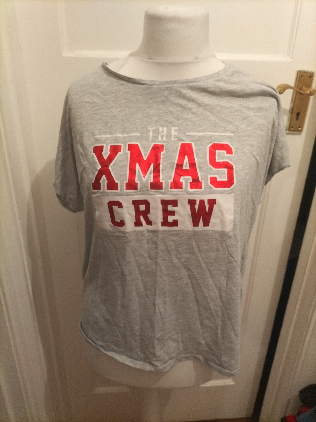 Papaya XL Grey Xmas Crew Short Sleeve Pyjama Top