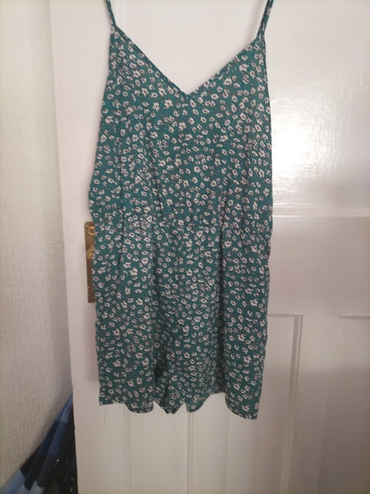 Ladies Size Small Green Floral Playsuit