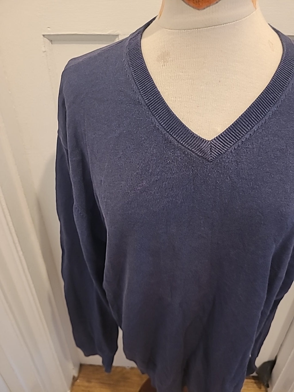 Mens 6th Sense Size 2XL Navy Long Sleeved V Neck Pullover Jumper