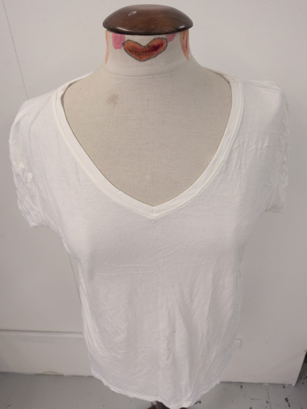 Topshop 12 White V Neck Short Sleeve T-shirt