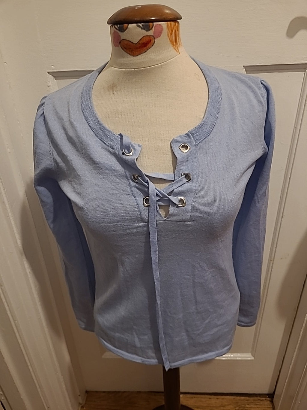 Ladies Viyella Size Small Blue Long Sleeved Tshirt