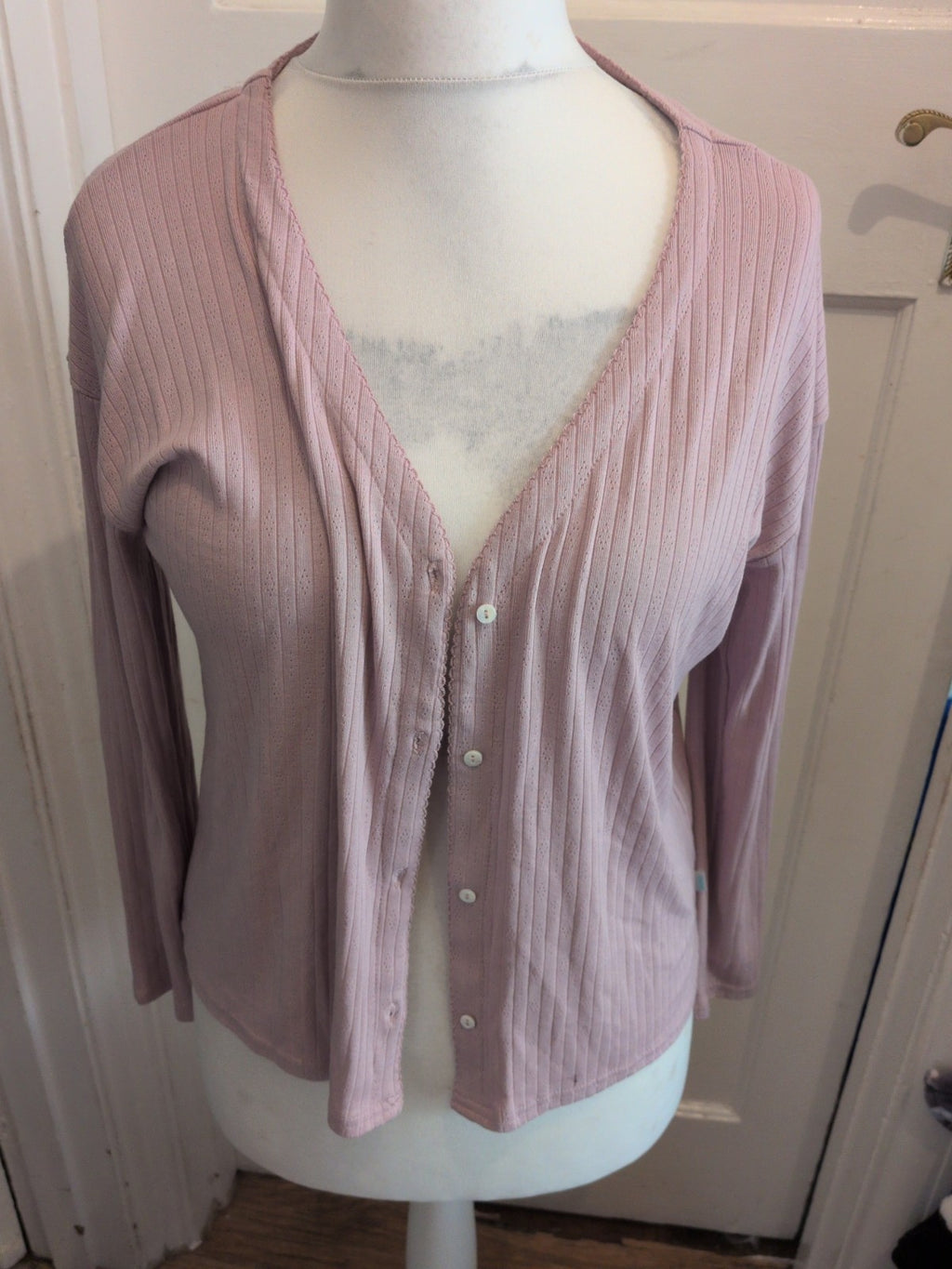 Bliss Medium Pink Long Sleeve Buttoned Night Top