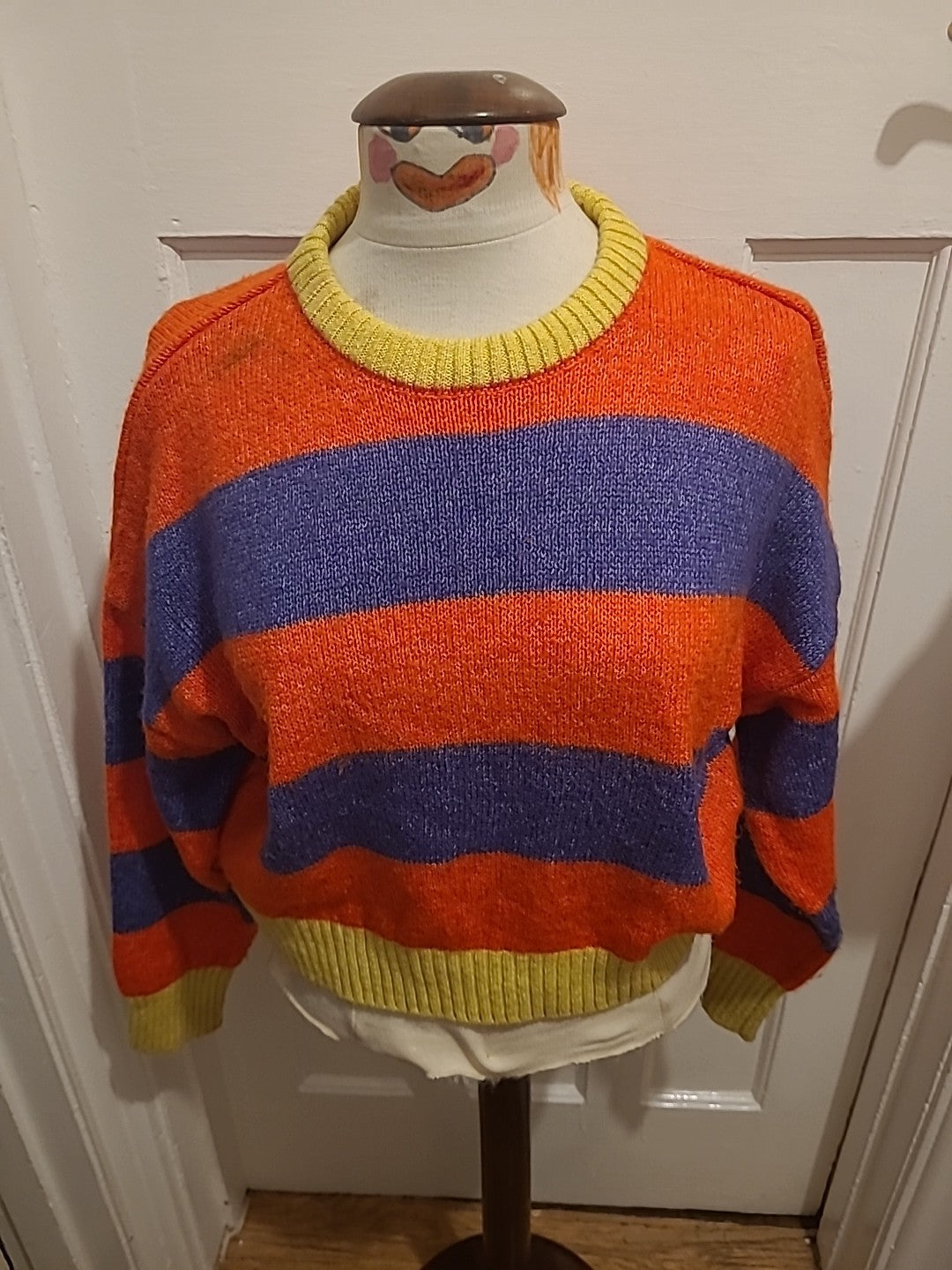 Ladies Primark Size 6-8 Orange/Purple/Yellow Pullover Jumper