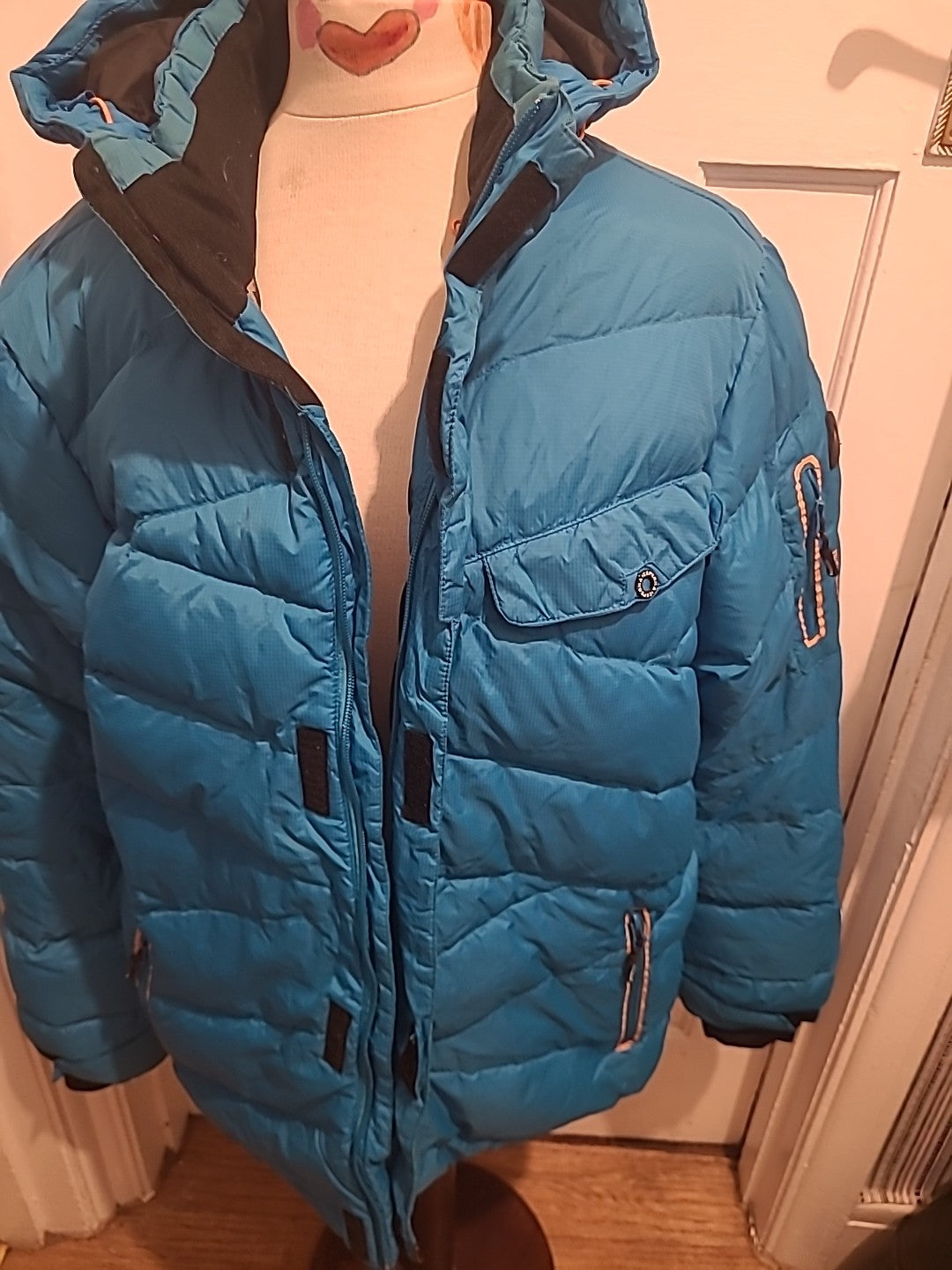 Mens Icepeak Size 52" Blue Long Sleeved Lined Puffer Coat