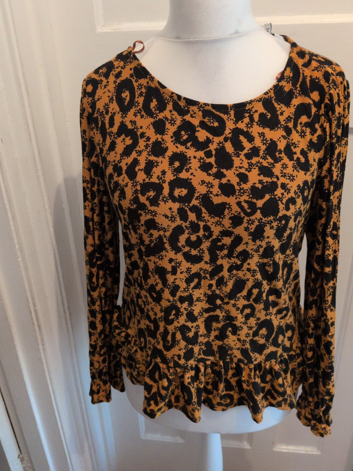 Next 10 Orange And Black Flower Long Sleeve Blouse
