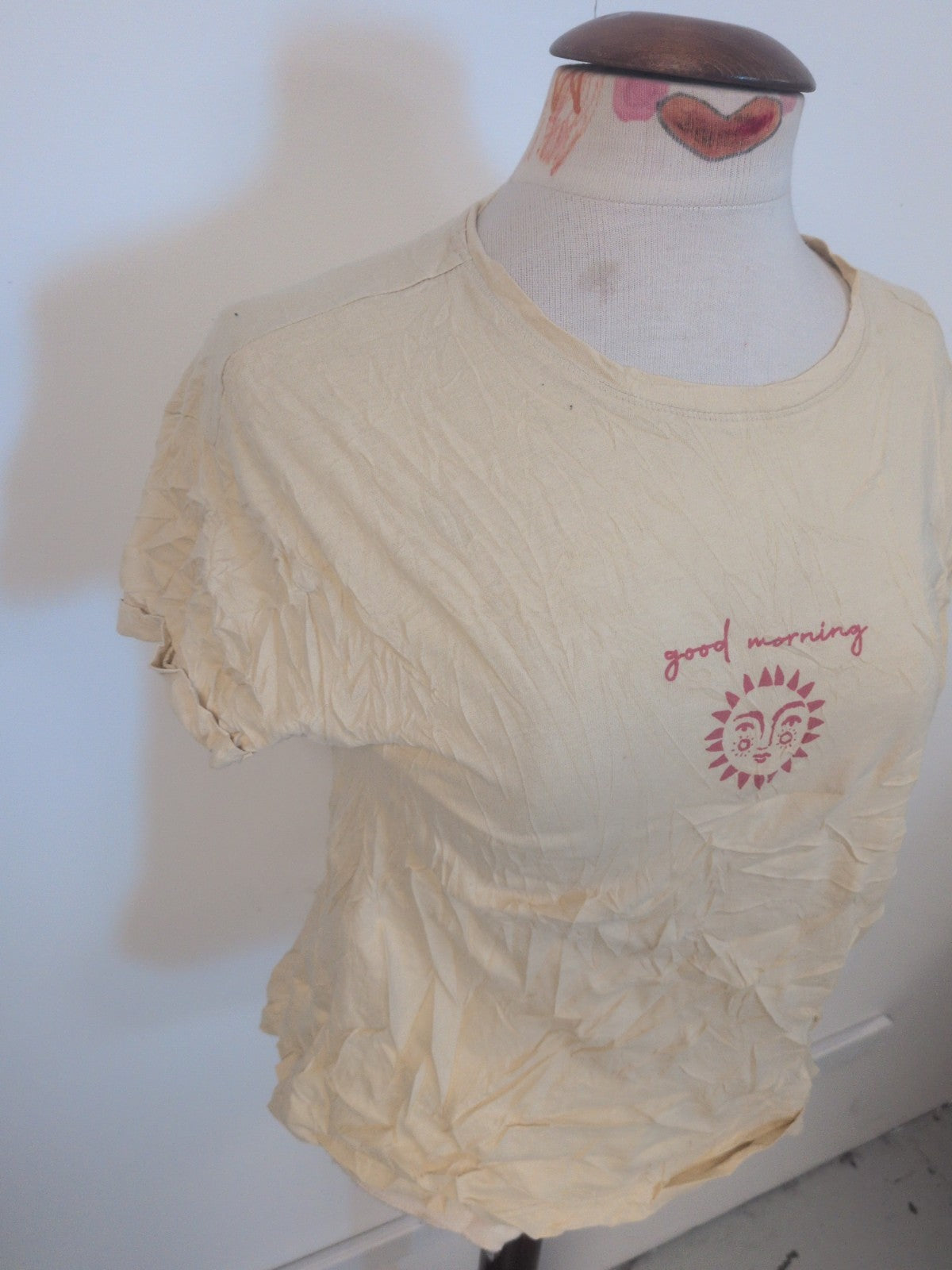 Ladies Marks And Spencer Size 14 Beige Good Morning Short Sleeve Pyjama Top
