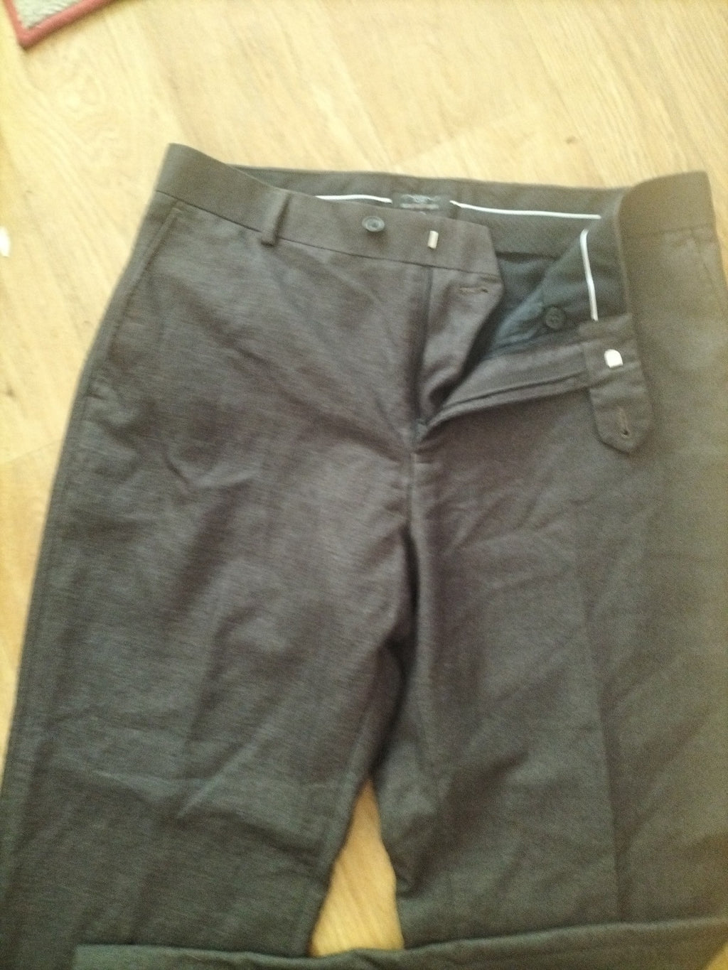 Mens New Look Size 34S Grey Formal Trousers