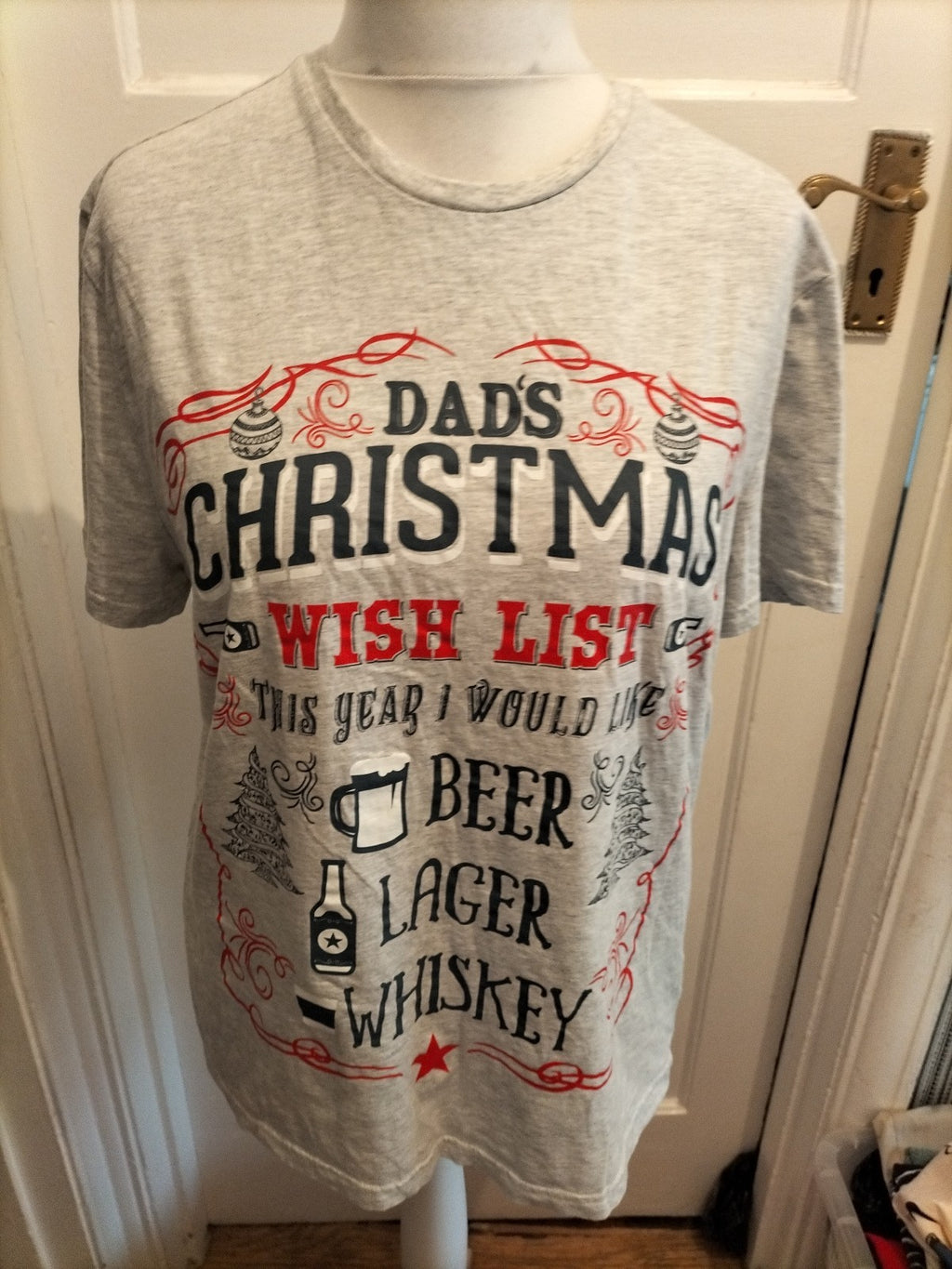 George Large Grey Print Christmas T-shirt