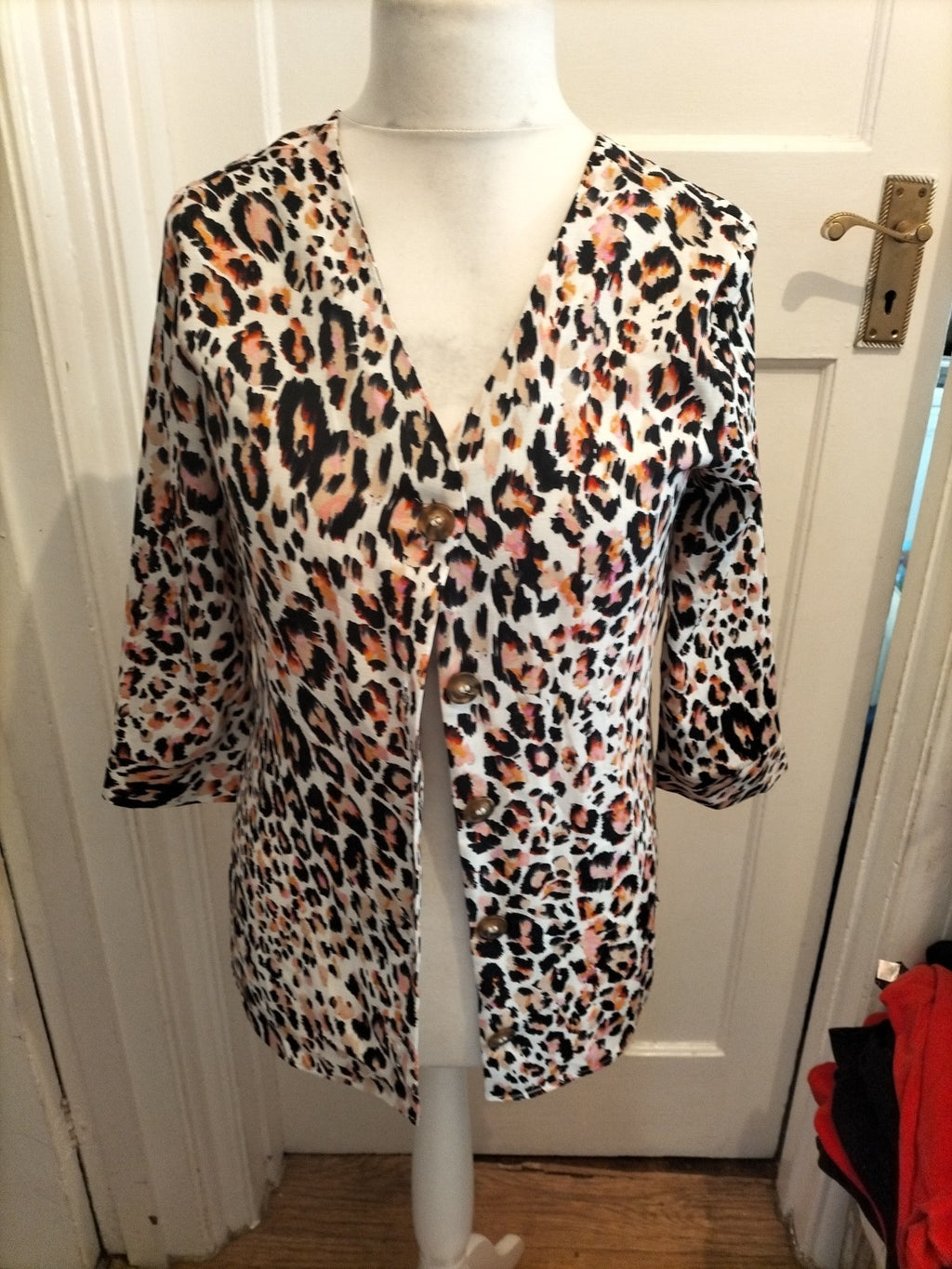 Ladies Peacocks Size 10 Multicoloured Animal Print Blouse Long Sleeved
