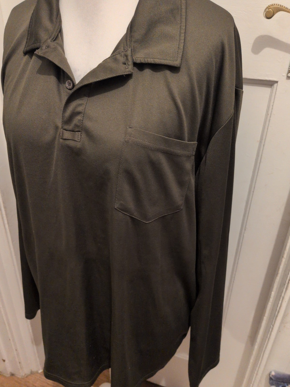TR 2XL Khaki Green Long Sleeve Polo Shirt