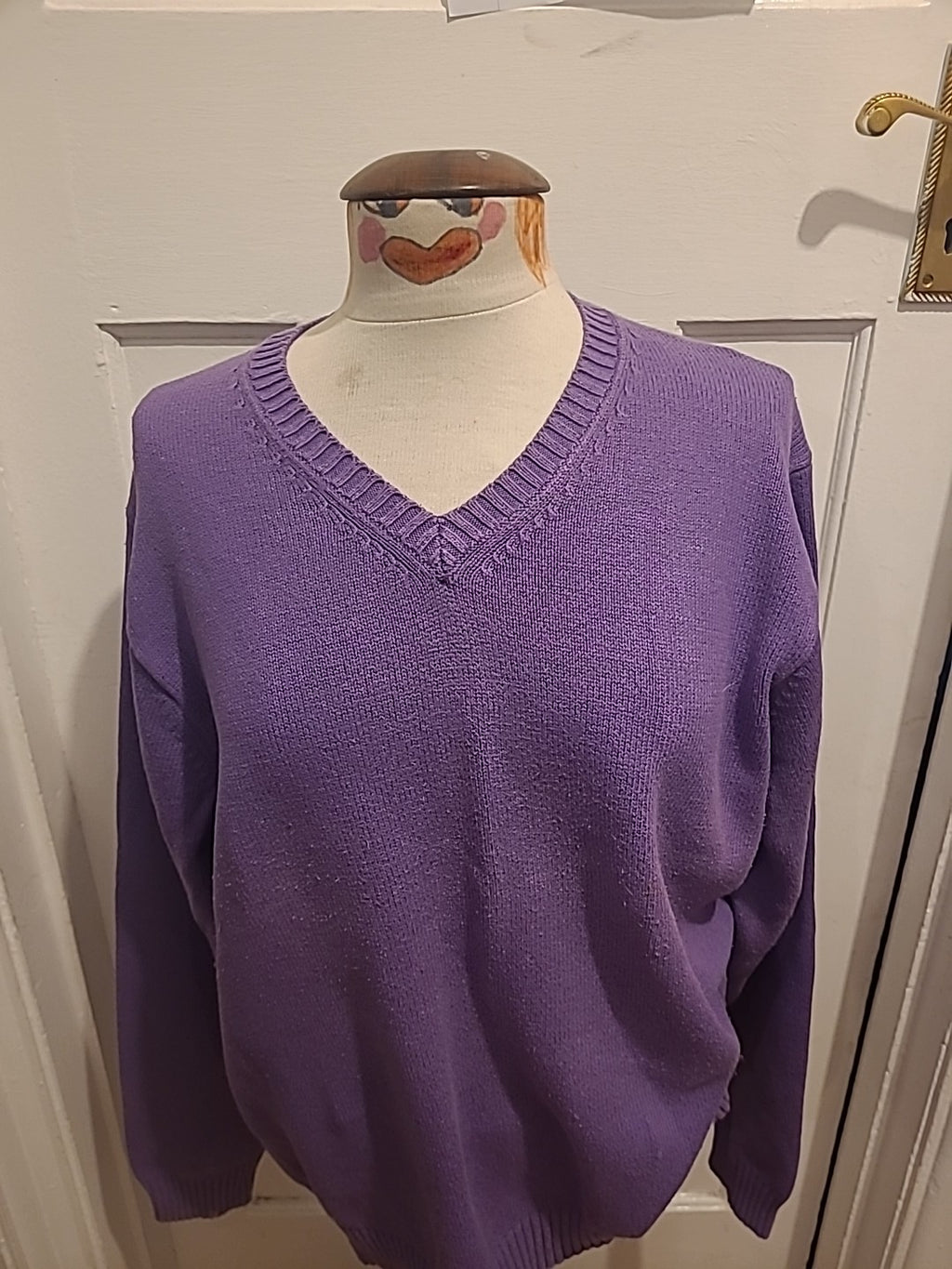 Mens Blue Harbour Size Large Purple V Neck Ribbed Pullover Jumper