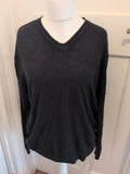 2XL Black Long Sleeve V Neck Jumper