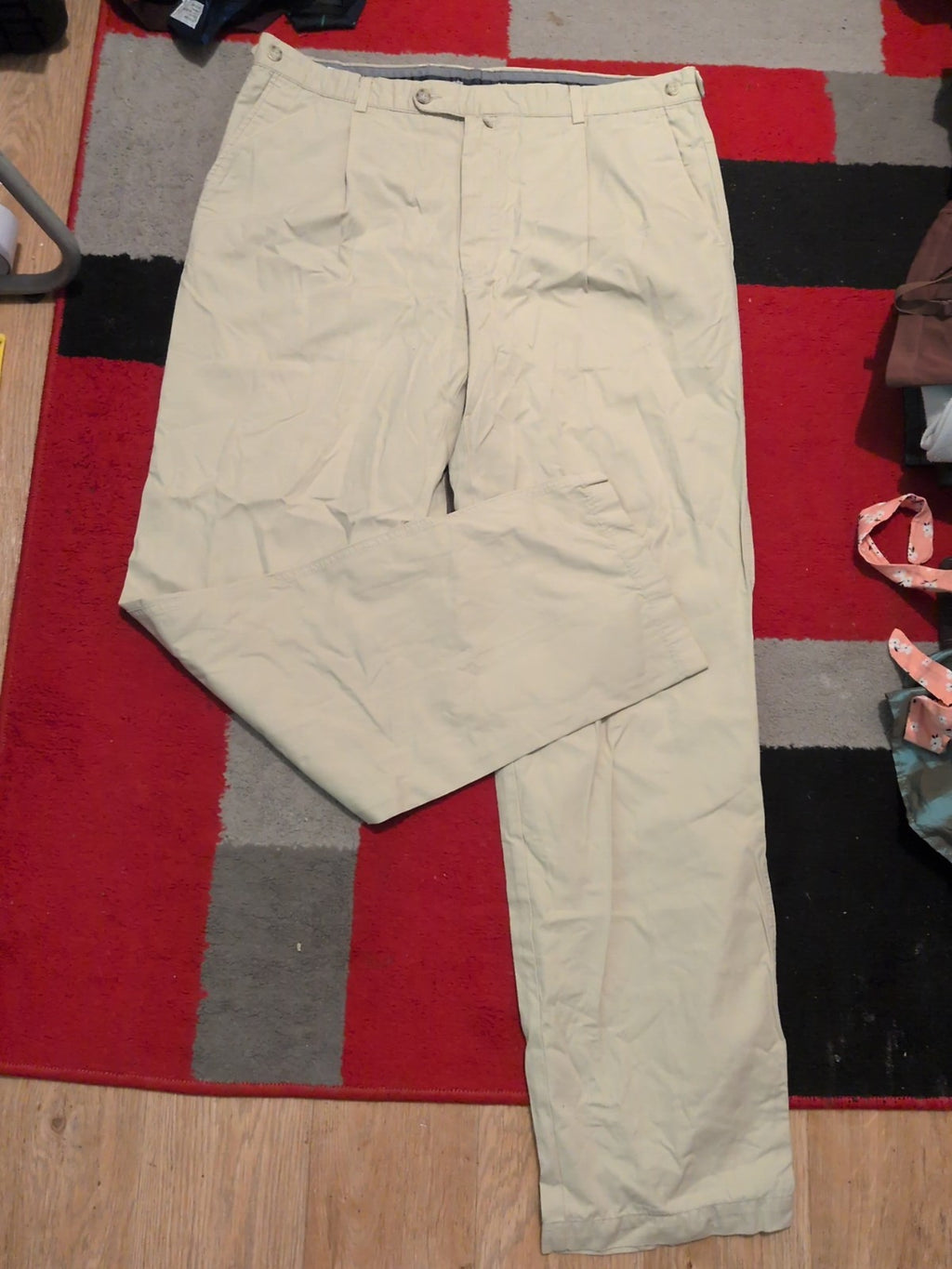 Mens Guise Size 36L Cream Smart Trousers
