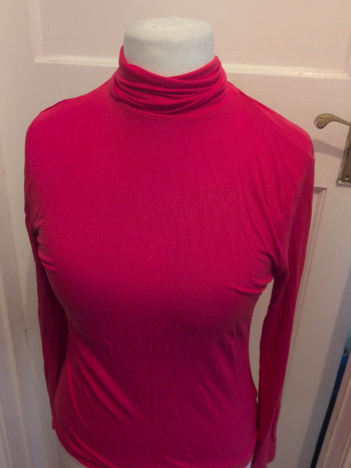 Ladies Cerise Pink TU Size 14 High Neck Long Sleeved Top Free Delivery