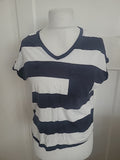 Ladies Tu Size 14 Relaxed Fit Navy Striped Short Sleeved Tshirt