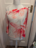 Roman 12 Pink And Red Floral Short Sleeve Blouse