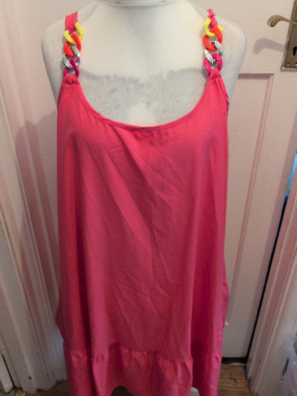XL Pink Sleeveless Flared Dress
