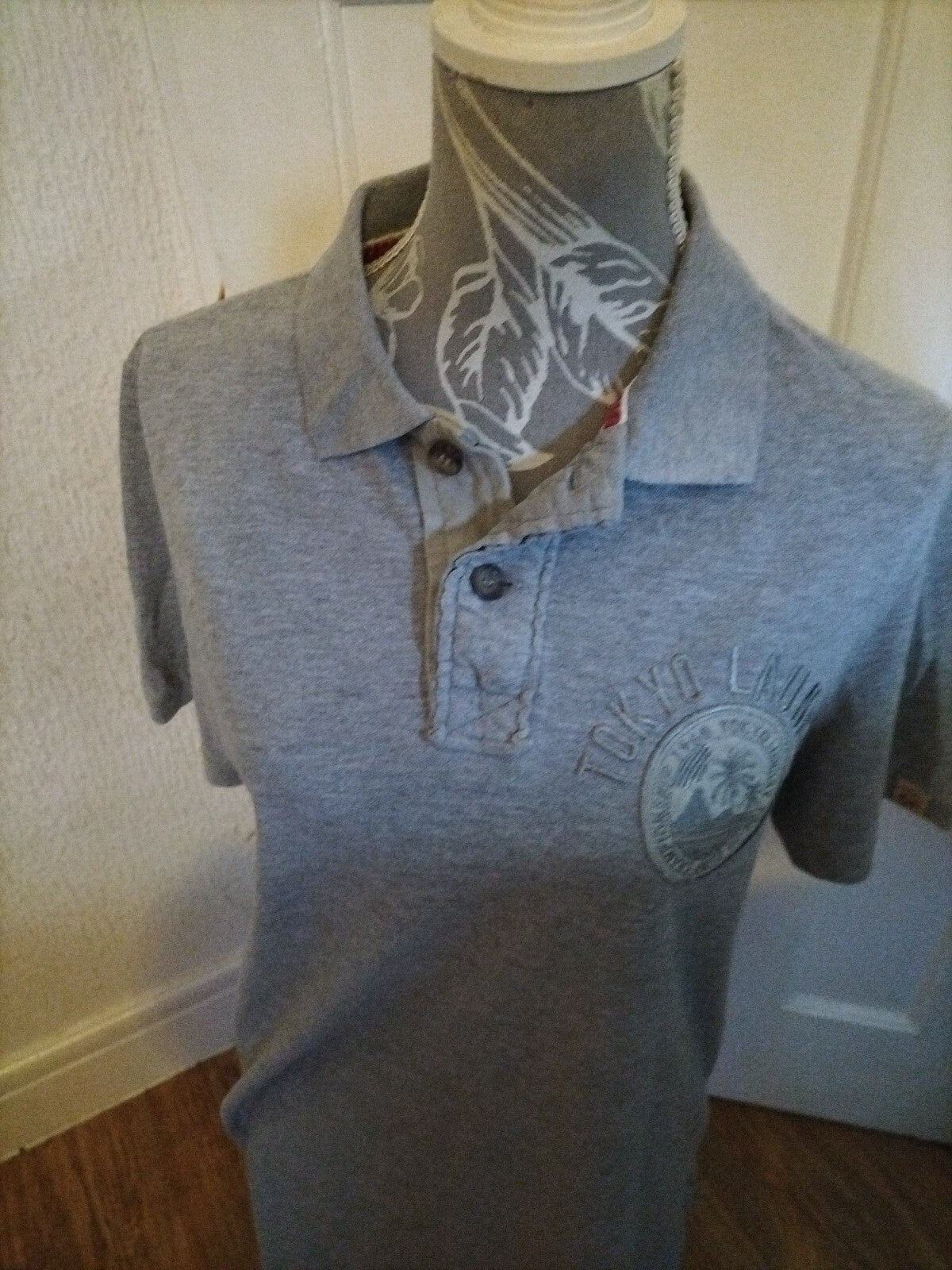 Mens Tokyo Size Medium Grey Short Sleeved Polo