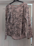Next 12 Pink Floral Long Sleeve Open Back Frill Hem Blouse
