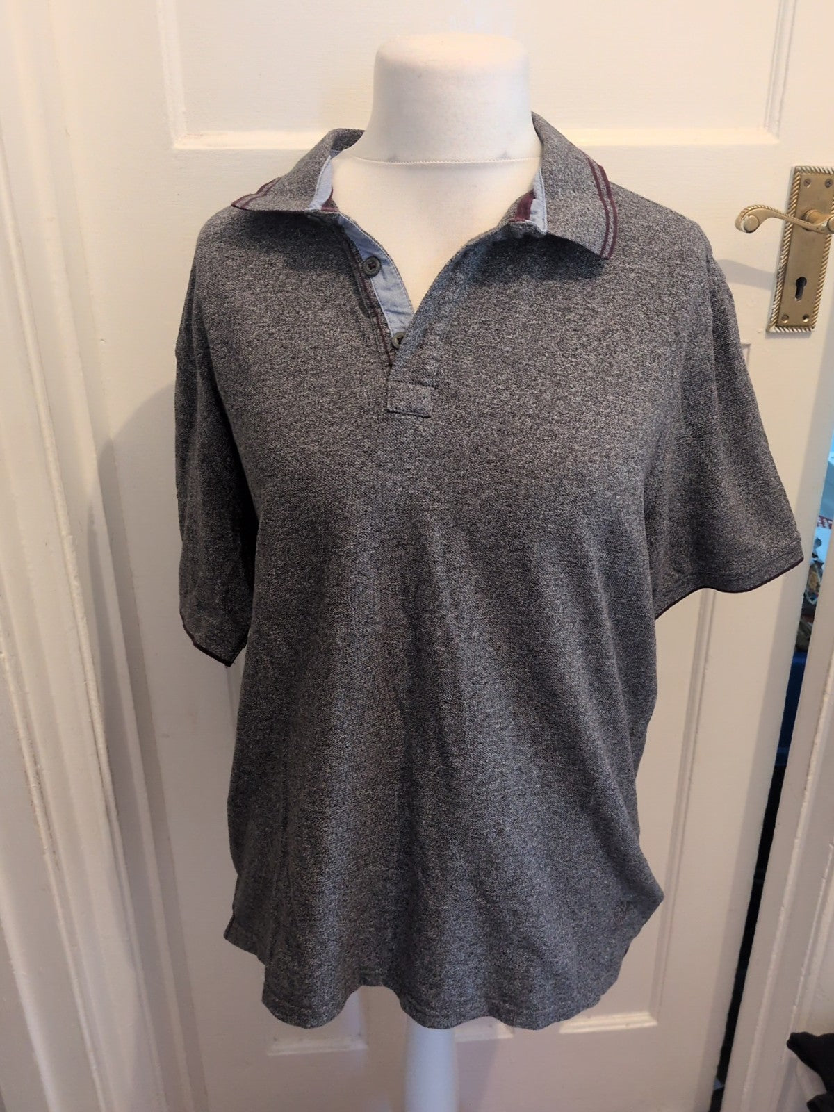 Blue Harbour XL Grey Fleck With Purple Short Sleeve Polo