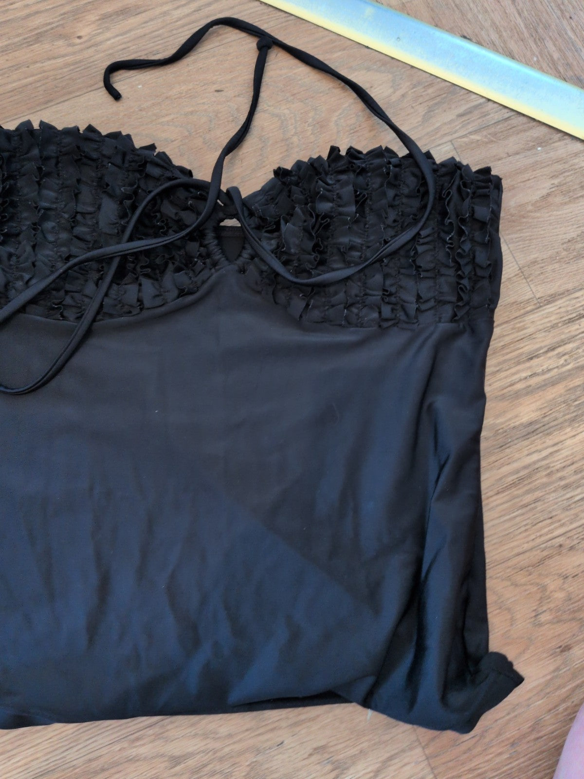 Next 16 Black Padded Ruffle Chest Halter neck Swimwear