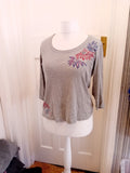 Maine New England 14 Grey Floral Blouse