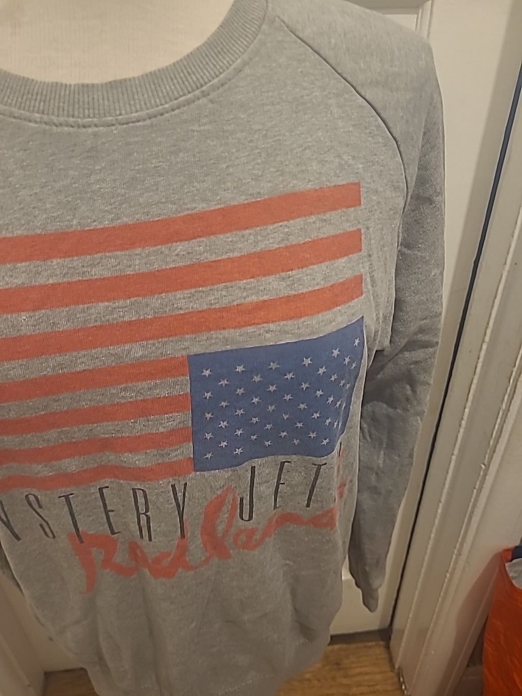 Mens Earth Positive Size Medium Grey Orange Long Sleeved Pullover Jumper