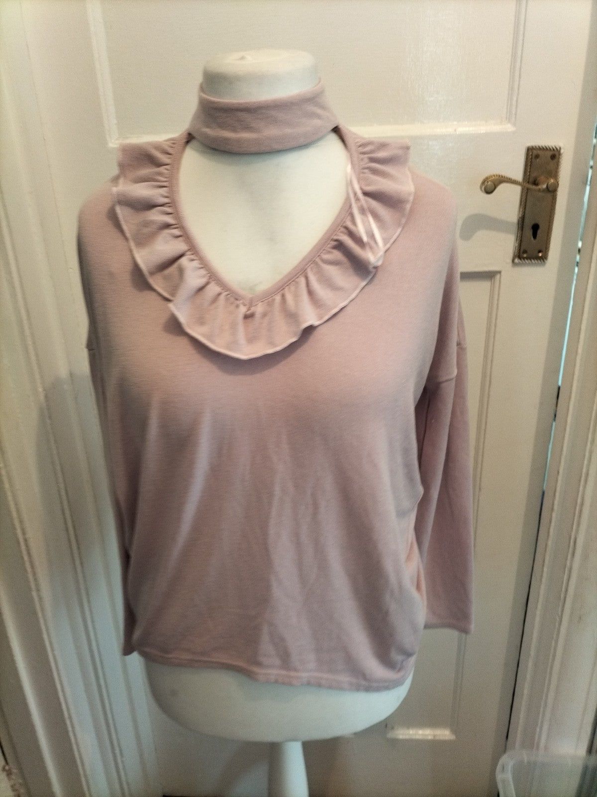 QED London Small Pale Pink Cowl Neck Blouse/Top
