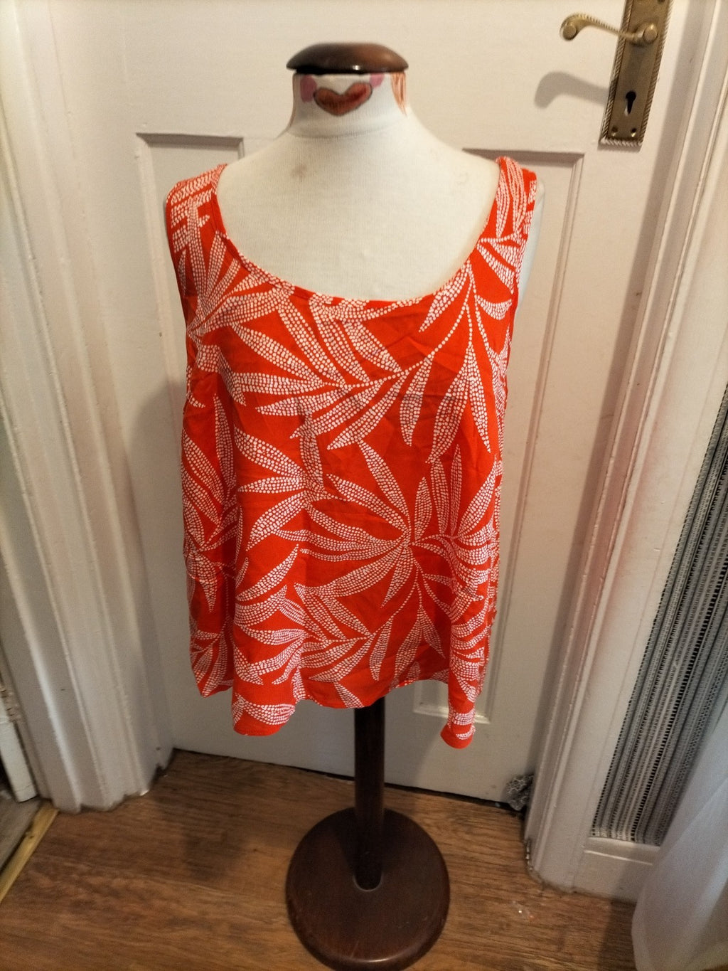 Brand New Ladies George Size 18 Orange White Sleeveless Blouse