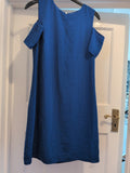 Oasis 8 Royal Blue Open Shoulder Short Sleeve Dress