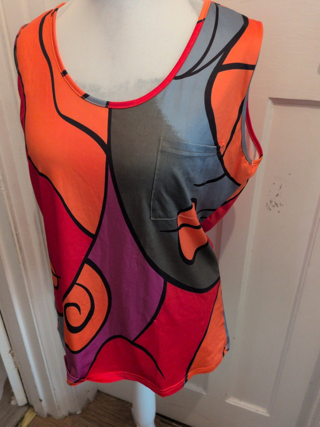 4xl Orange Grey Pink Sleeveless Tank Vest Top