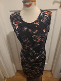 Ladies F&F Size 14 Black White Red Sleeveless Padded Dress