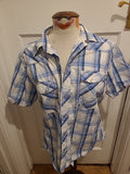 Mens Burton Size Large Blue white Check Short Sleeve Shirt