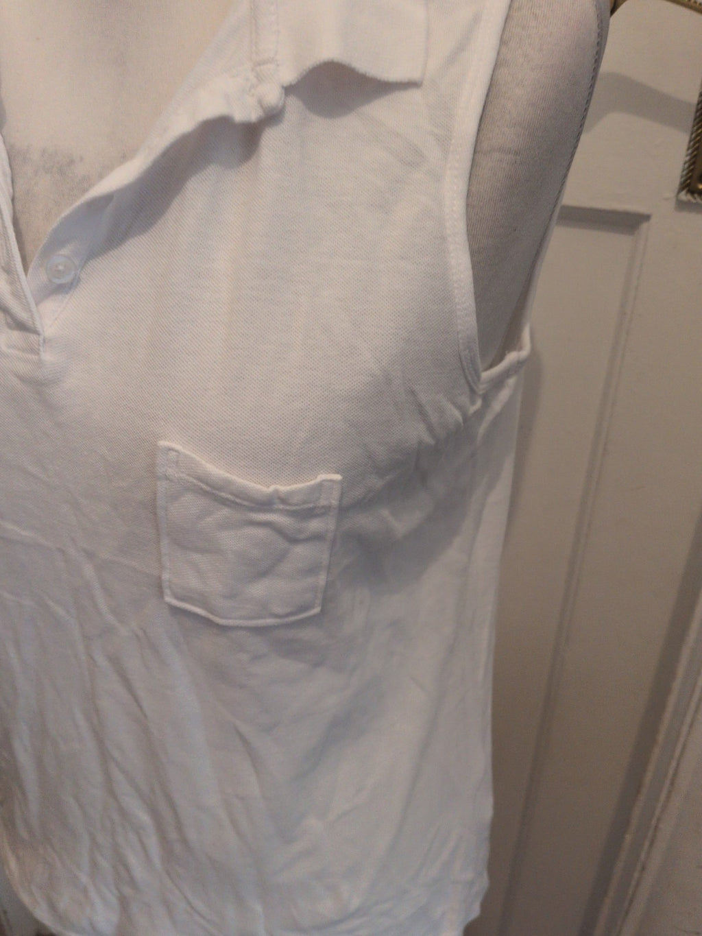 Ladies XL White Sleeveless Polo