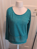 Next 10 Teal Lacey Long Sleeve Cross Cross Back Blouse