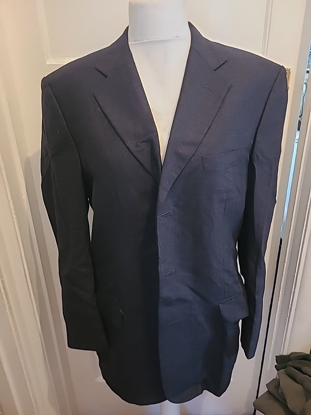 Mens Marks And Spencer Size 42M Indigo Suit Jacket 100% Pure New Wool