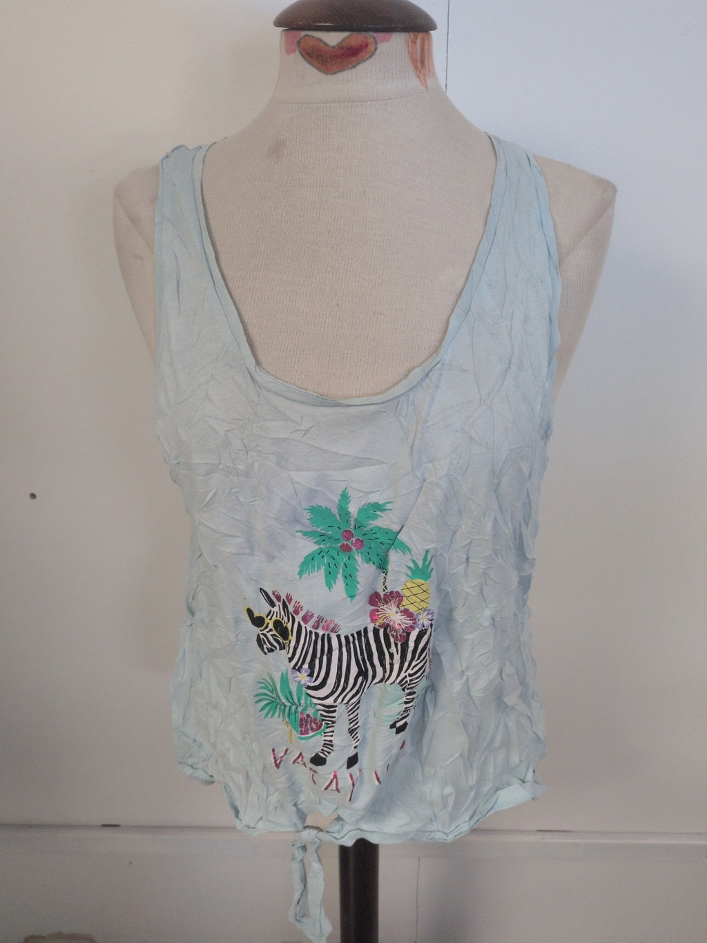 Ladies Peacocks Size 18-20 Blue Sleeveless With Zebra Pyjama Top