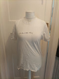 Ladies Prettylittlething Size Small White Print Short Sleeved Tshirt
