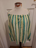 Ladies George Size 24 3 Tone Green Striped Blouse Sleeveless