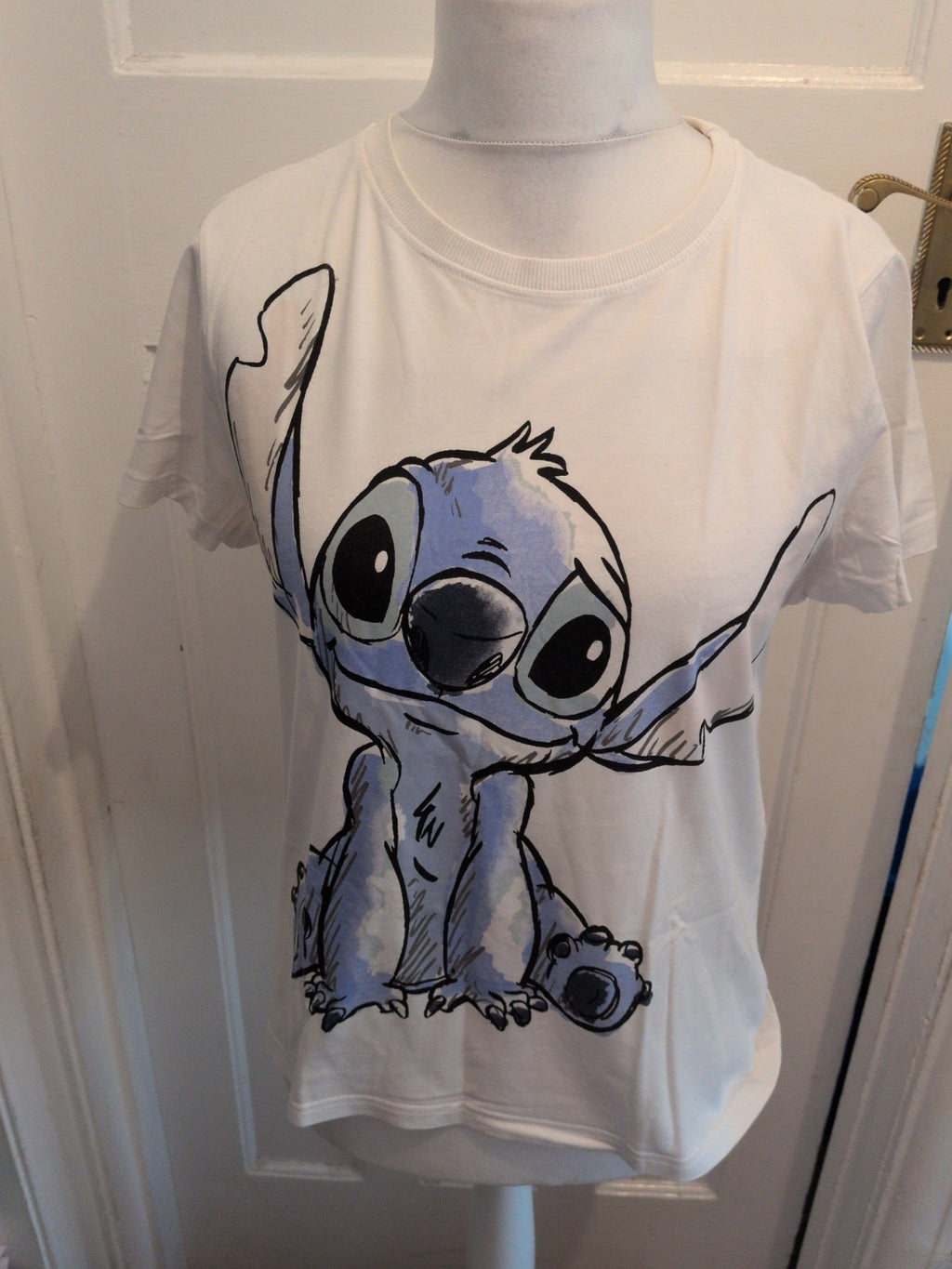 Primark Disney Large White Stitch Short Sleeve Pyjama Top