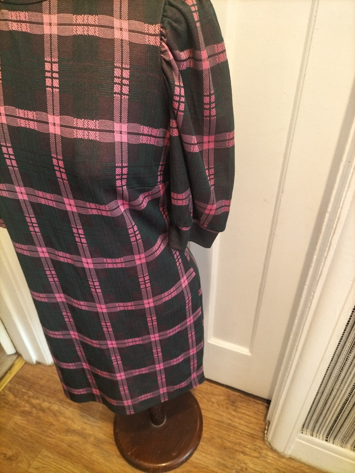 Ladies Lola Skye Size 12 Green/pink/black Check Short Sleeved Dress