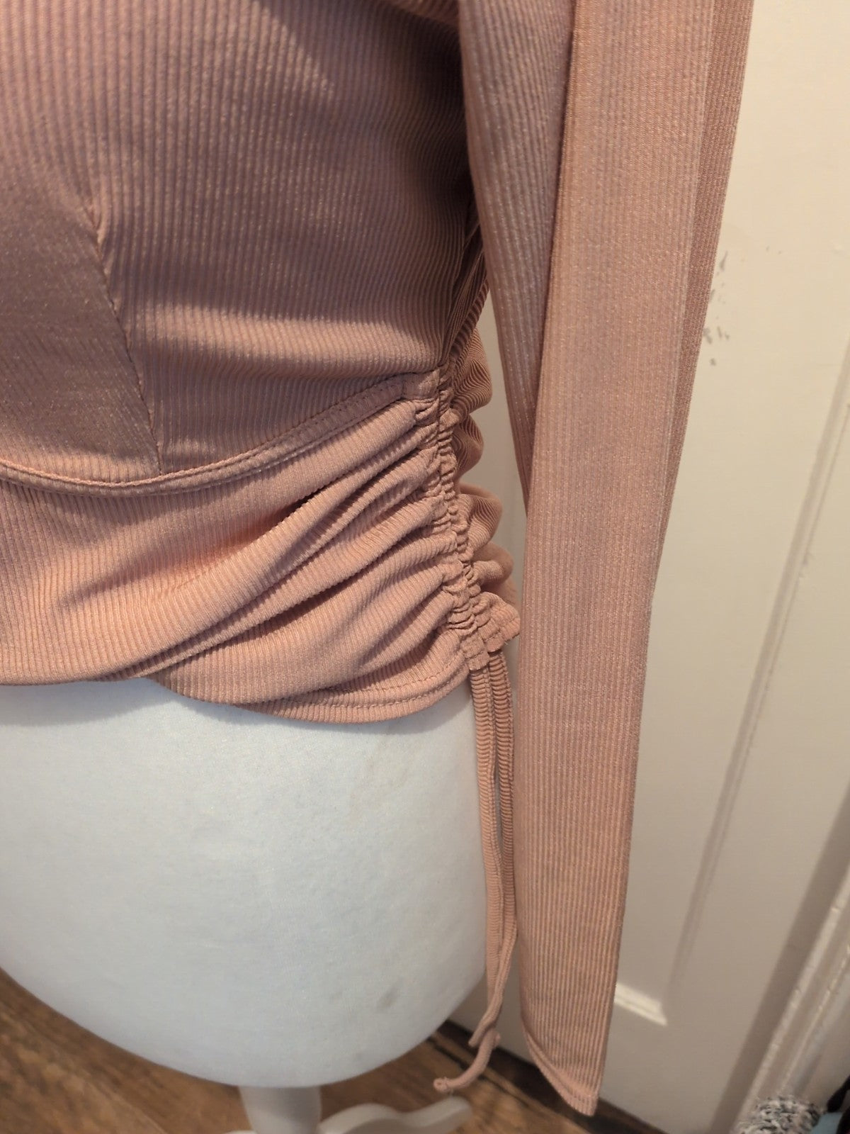 Ladies New Look Size 18 Pale Brown Ribbed Long Sleeved Top