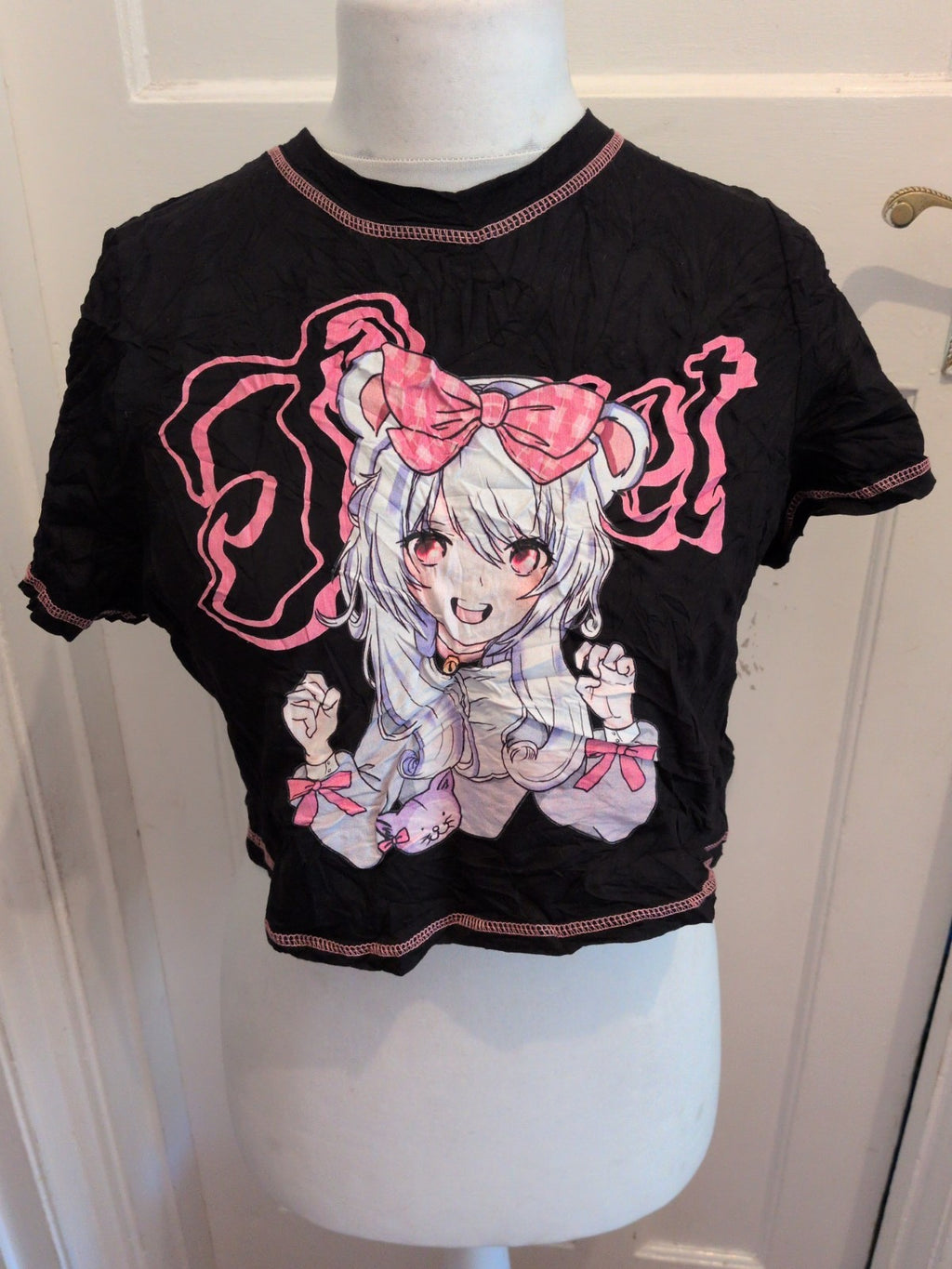 Shein 2XL Black Anime Short Sleeve T-shirt
