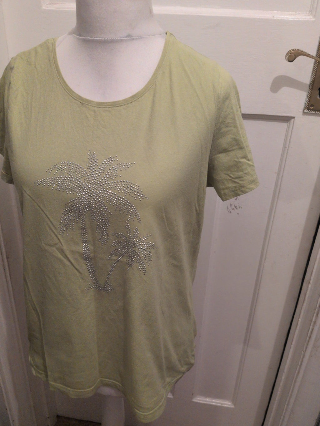 Ladies Bonmarche Size 18 Green With Silver Star Short Sleeve T-shirt