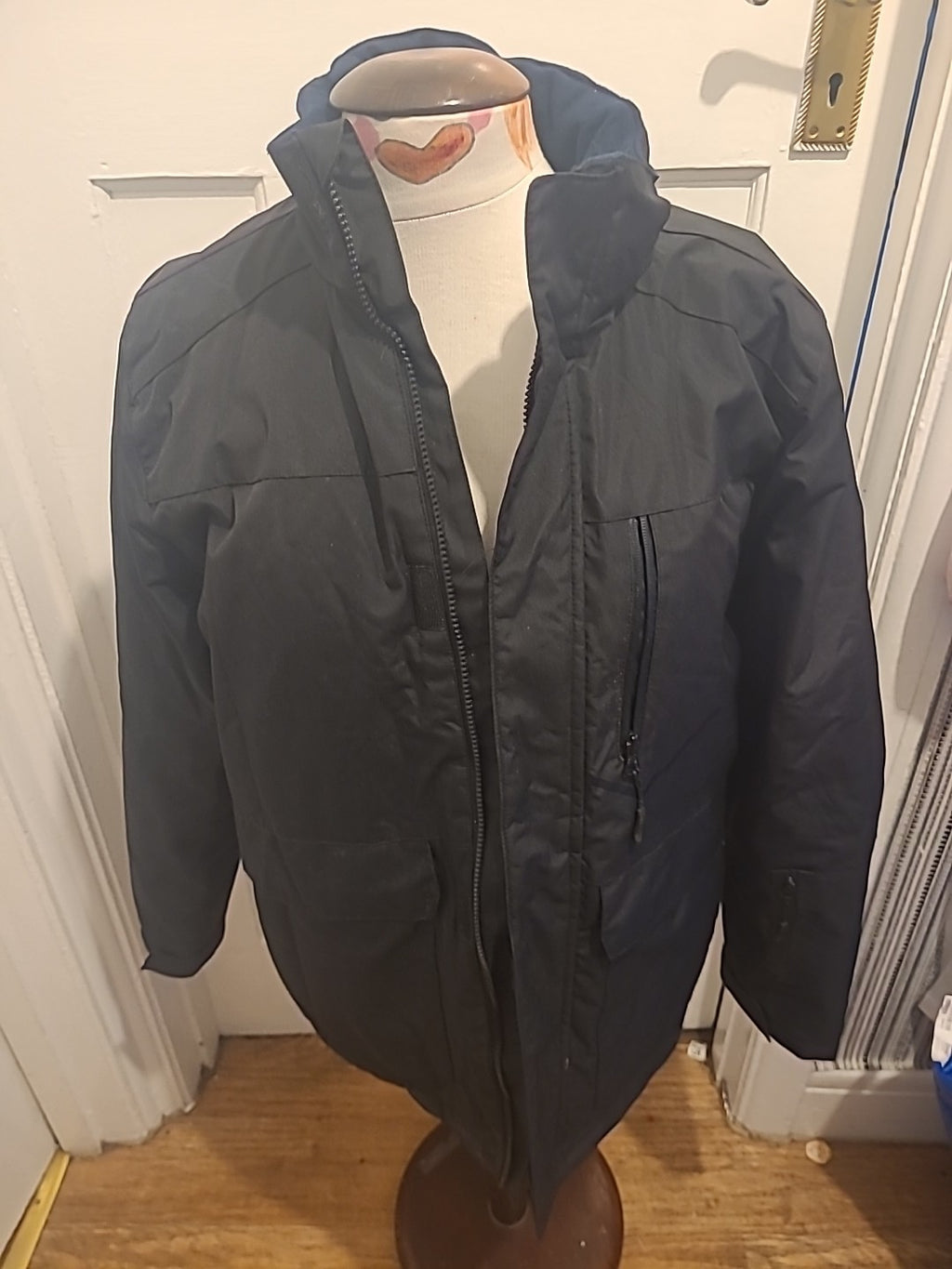 Mens Primark Size Small Black Long Sleeved Lined Coat