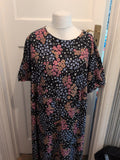 Simply Be Size 30 Floral Black Short Sleeve Maxi Dress Long