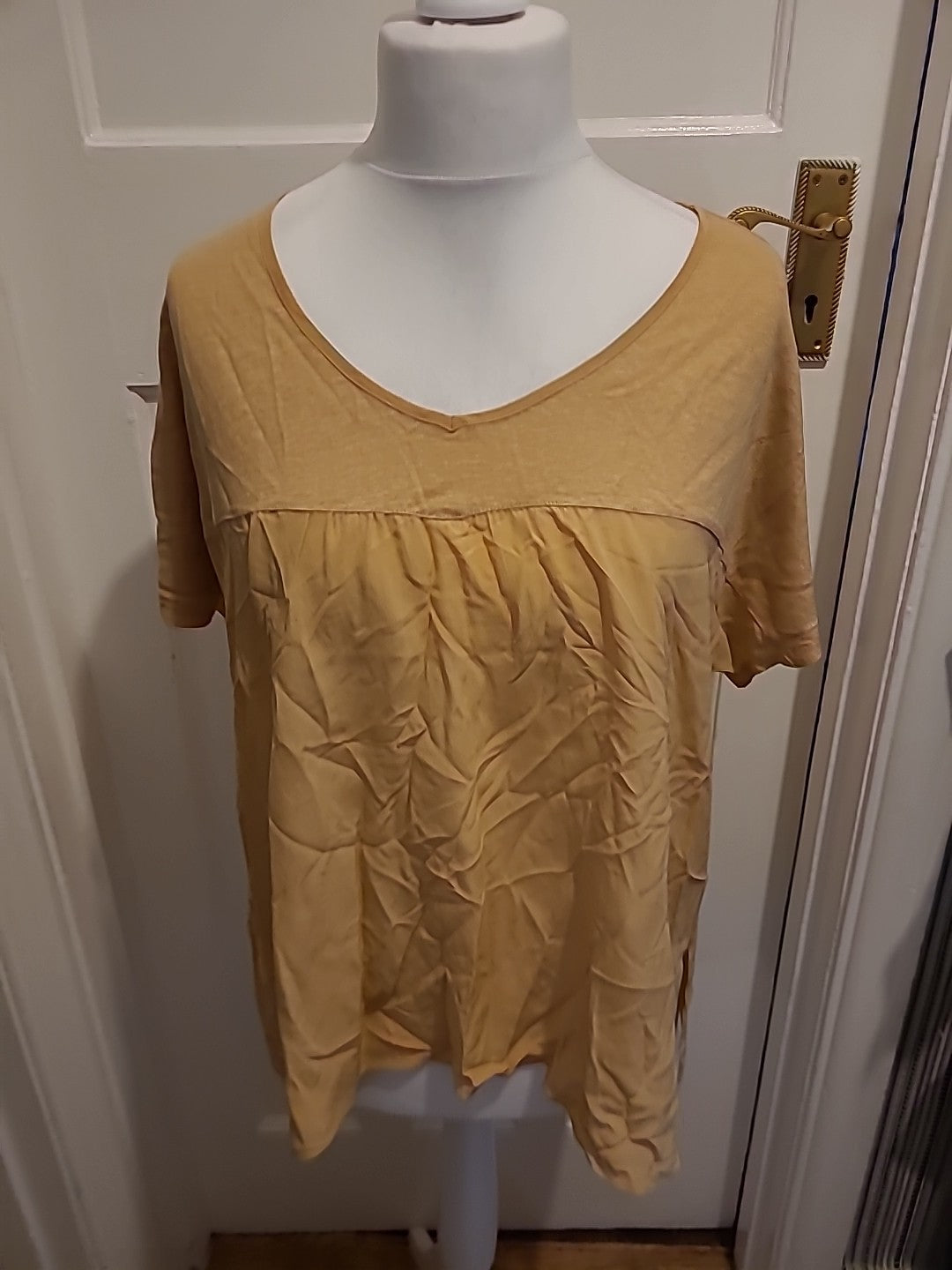 Ladies Wrap Size 14 Brown Short Sleeved Blouse