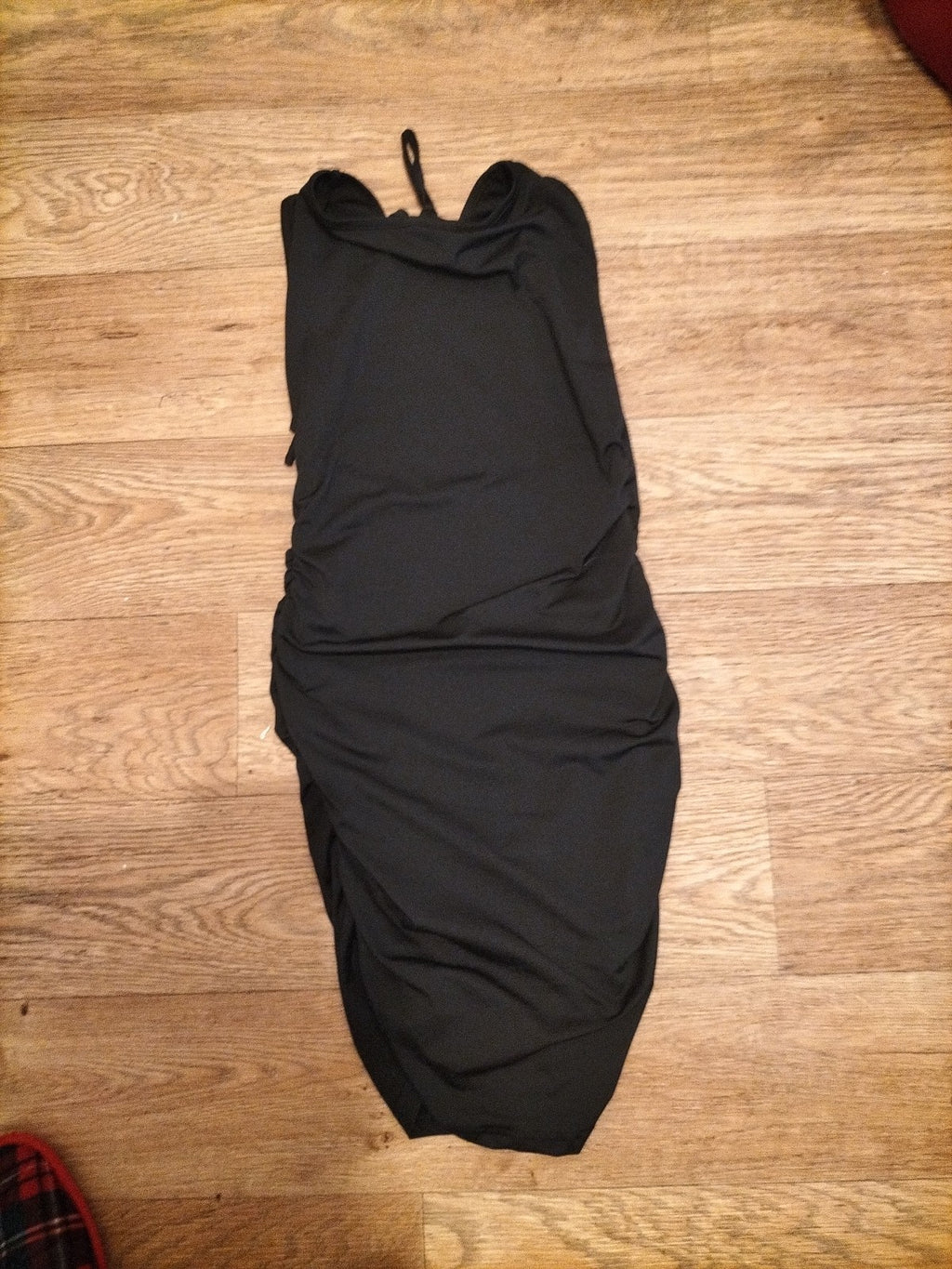 Ladies Shein Size XS Black Sleeveless Open Back Ruched Dress