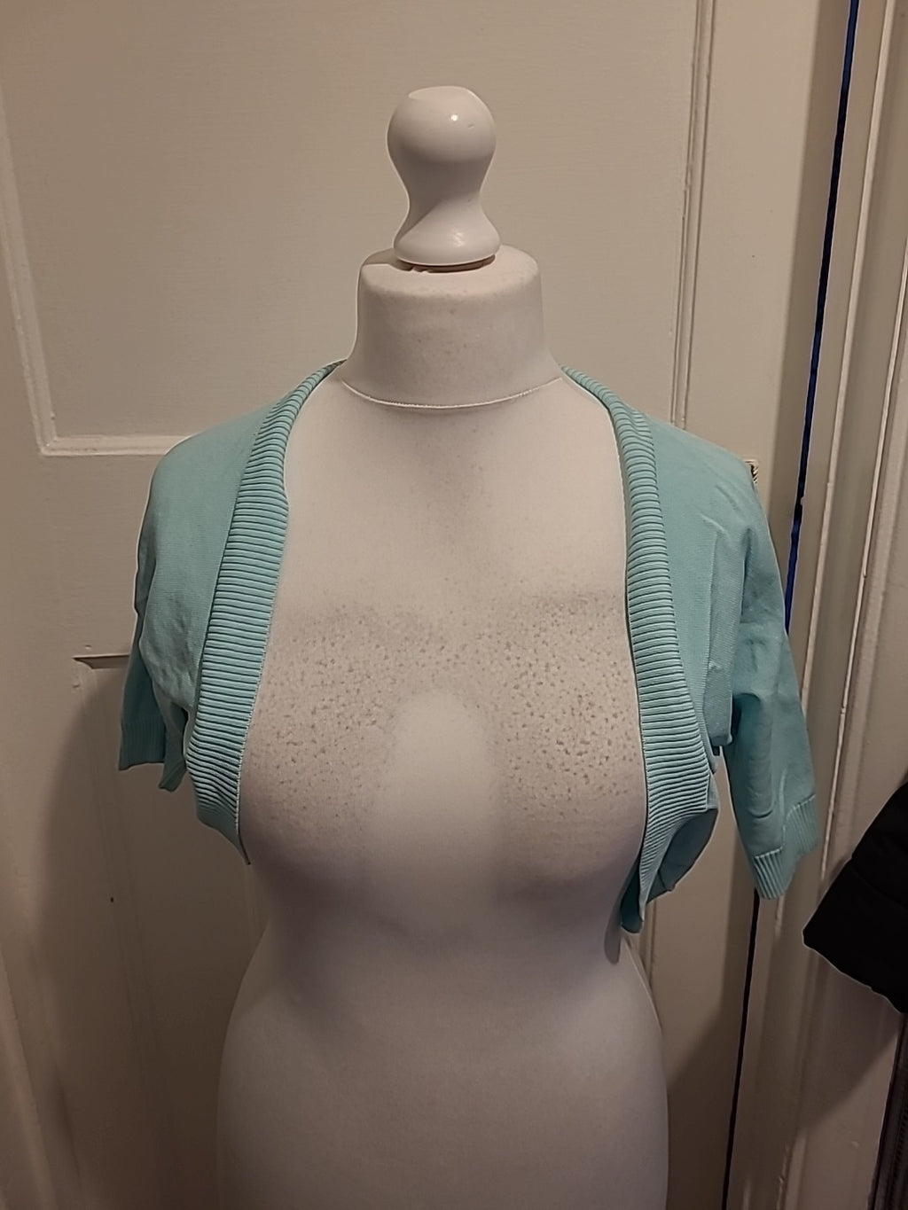 Ladies Pomodoro Size M Aqua Short Sleeved Shoulder Cardigan